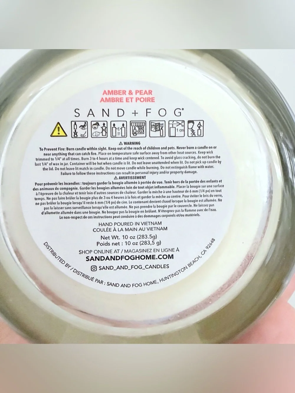 Sand + Fog Amber & Pear Scented Candle Yellow and Green